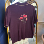 Floral Embroidered Button Up (M)