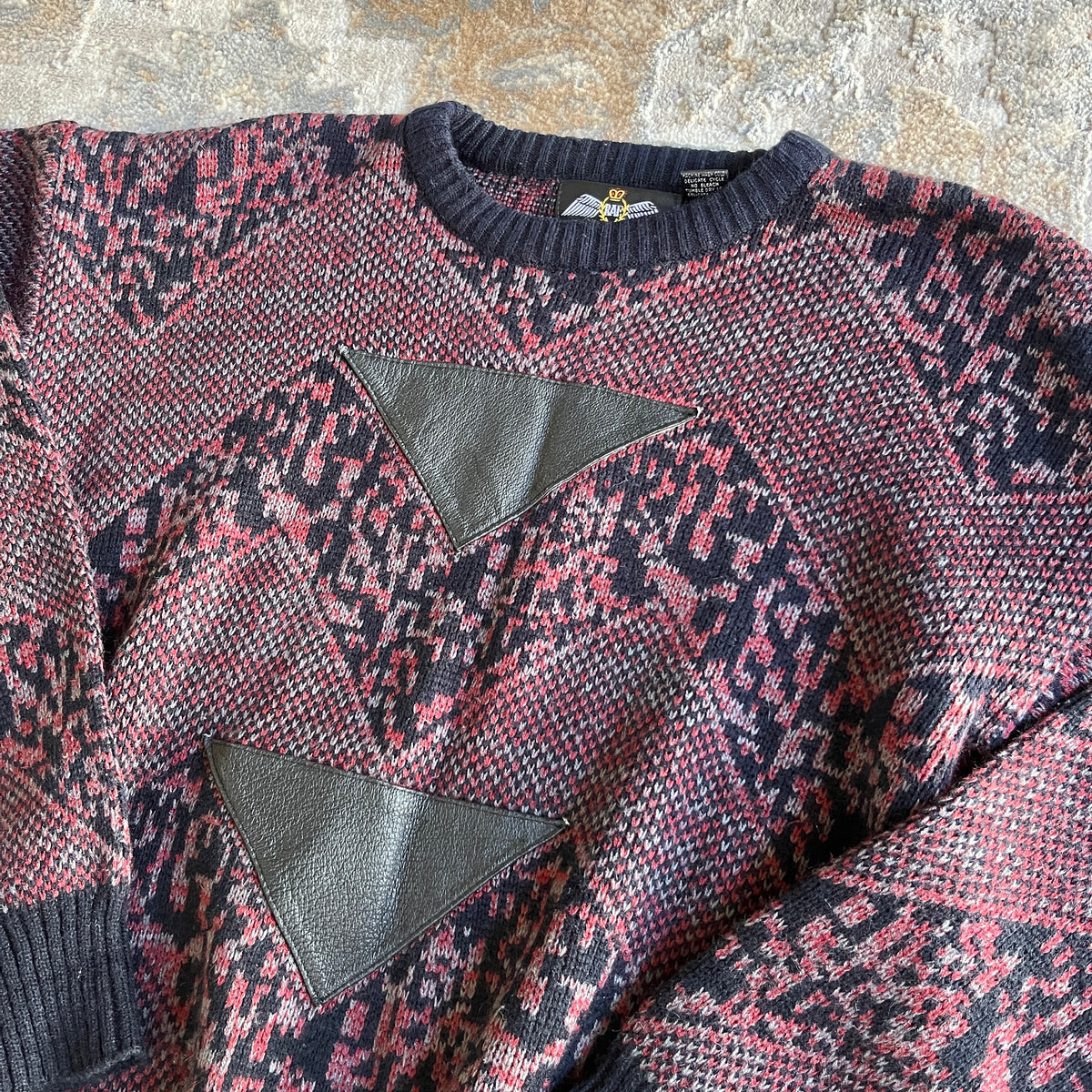 Vintage Sweater with Leather (L)