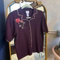 Floral Embroidered Button Up (M)