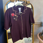 Floral Embroidered Button Up (M)