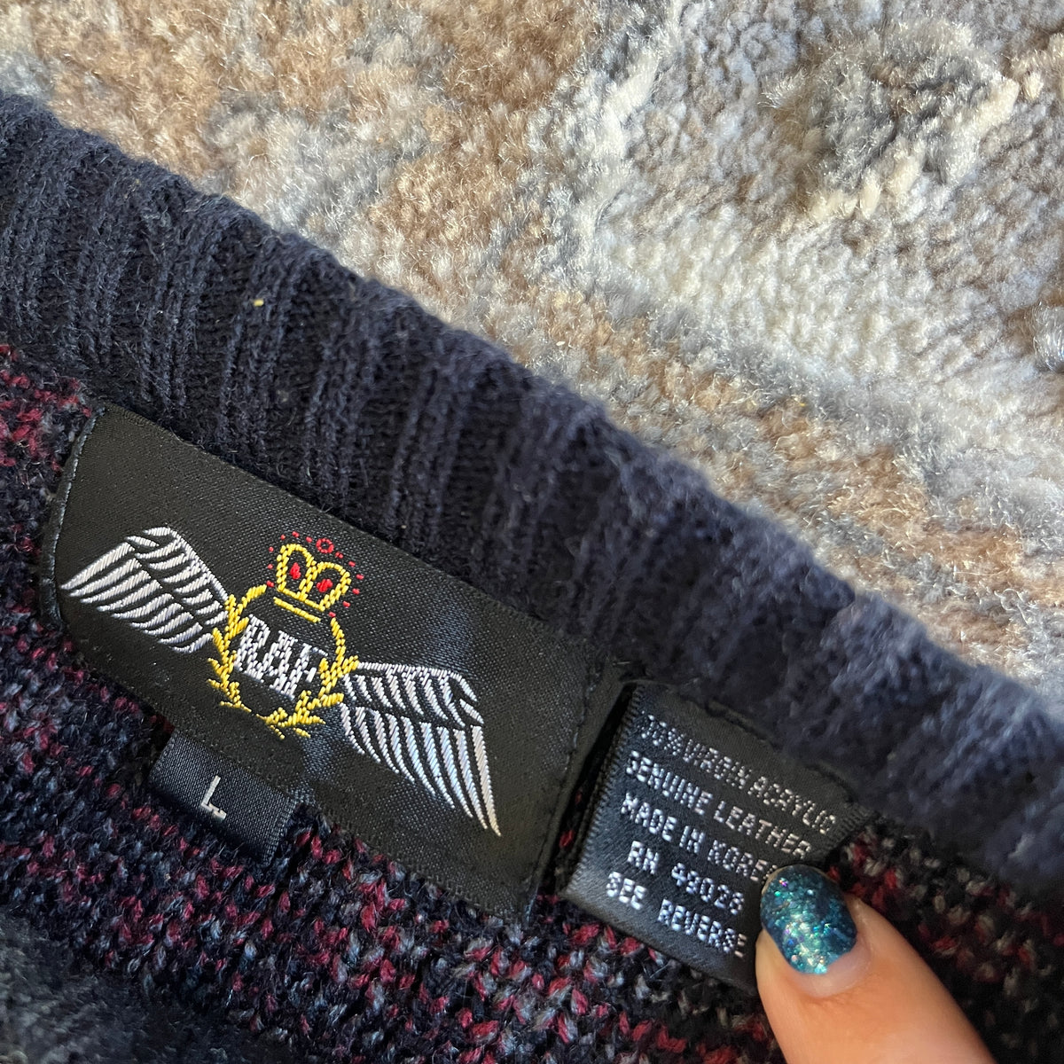 Vintage Sweater with Leather (L)