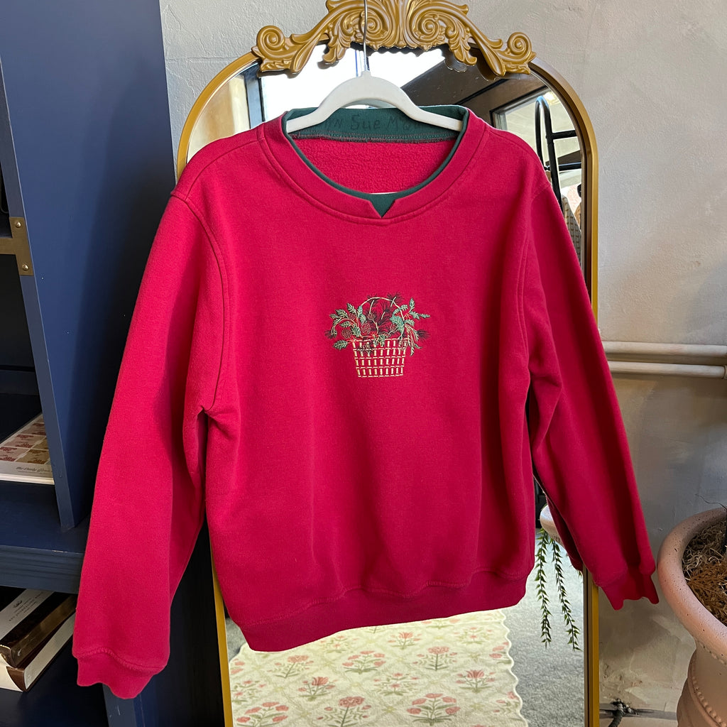 Red Embroidered Sweatshirt (M)