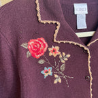 Floral Embroidered Button Up (M)