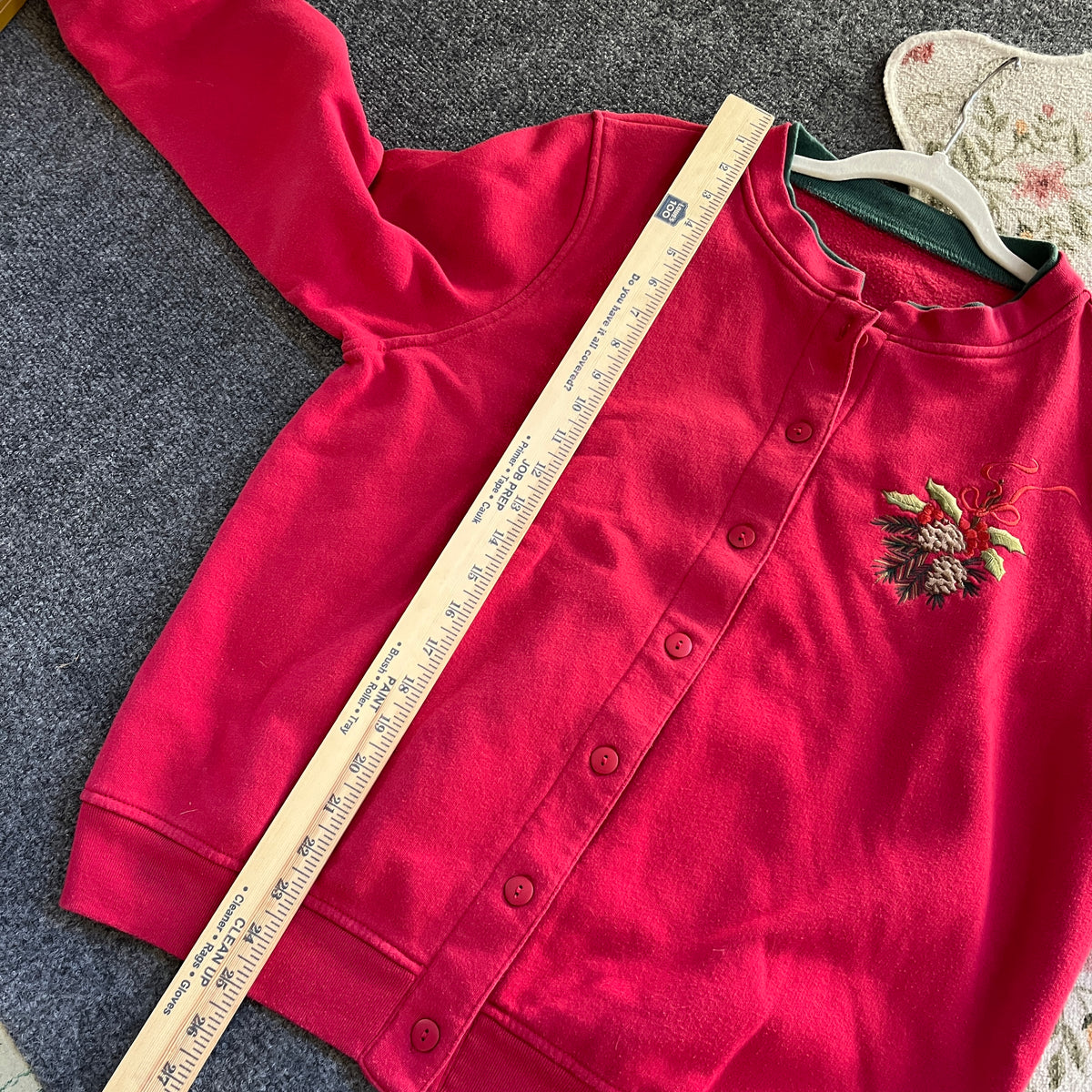 Red Holiday Cardigan (L)