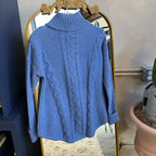 Blue Knit Turtleneck Sweater (M)