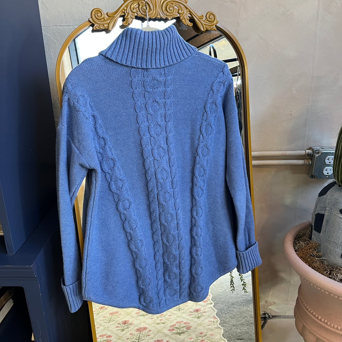 Blue Knit Turtleneck Sweater (M)