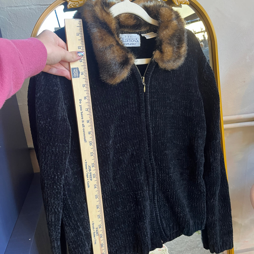 Black Zip Up Sweater (S)
