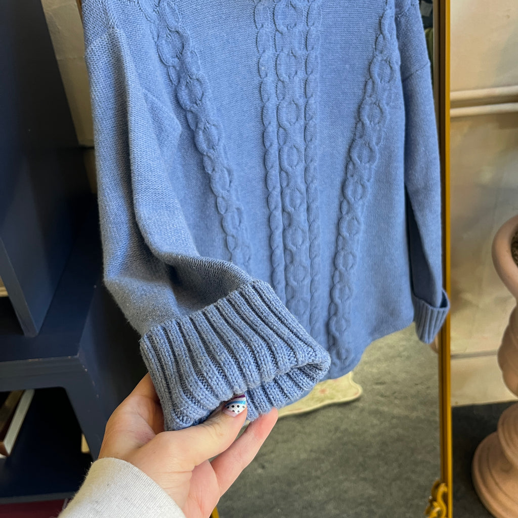 Blue Knit Turtleneck Sweater (M)