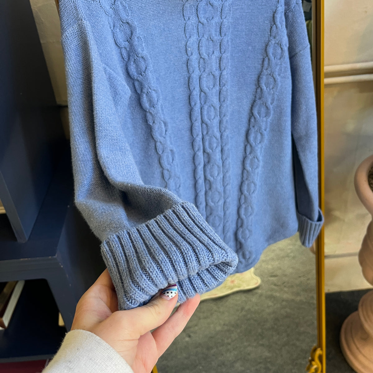 Blue Knit Turtleneck Sweater (M)