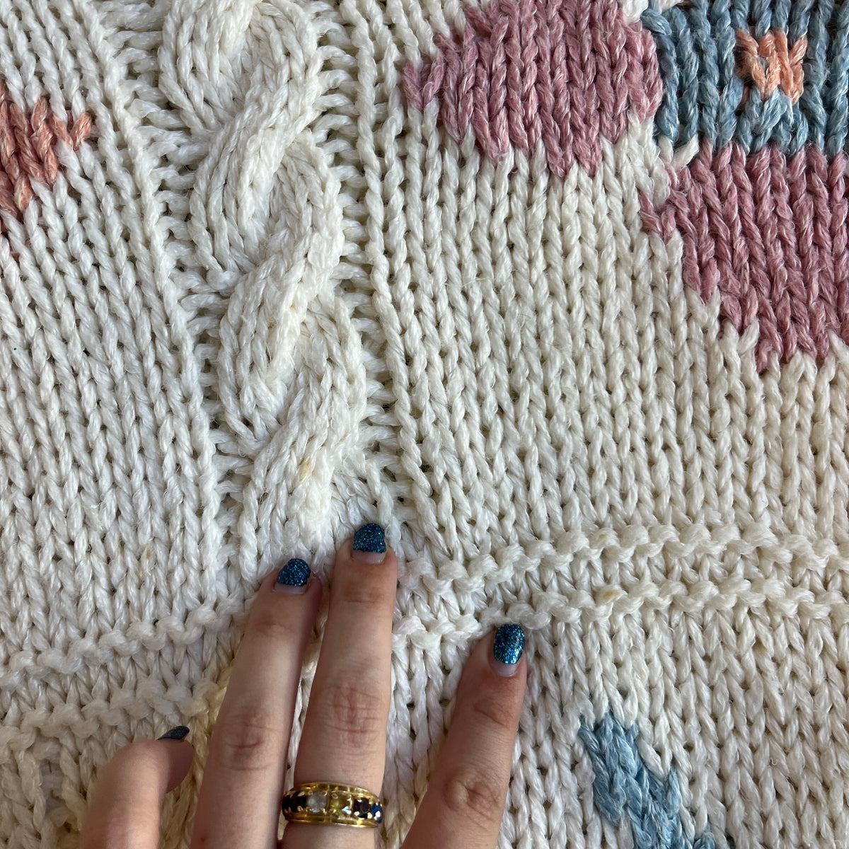 Cream Handknit Sweater (S)
