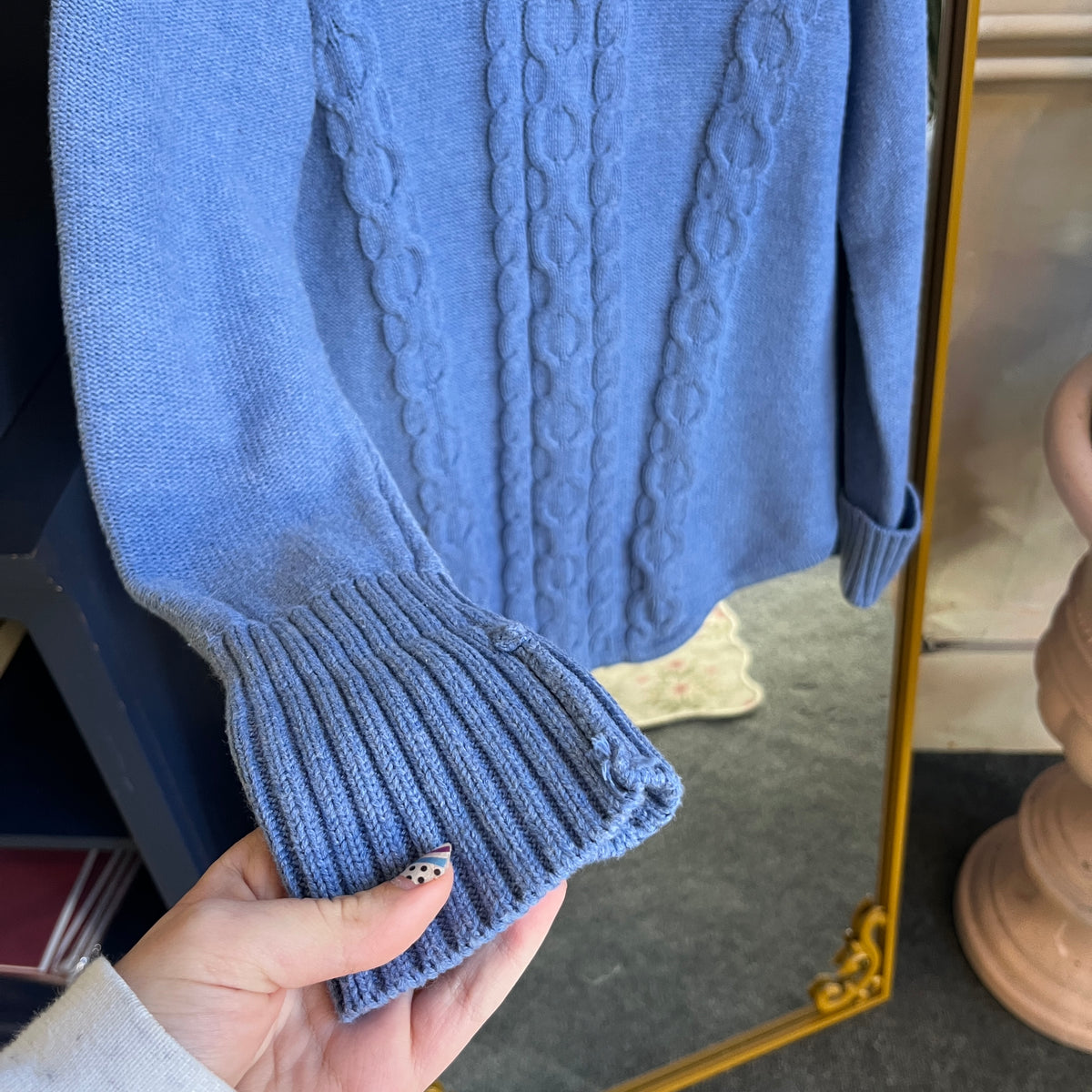 Blue Knit Turtleneck Sweater (M)