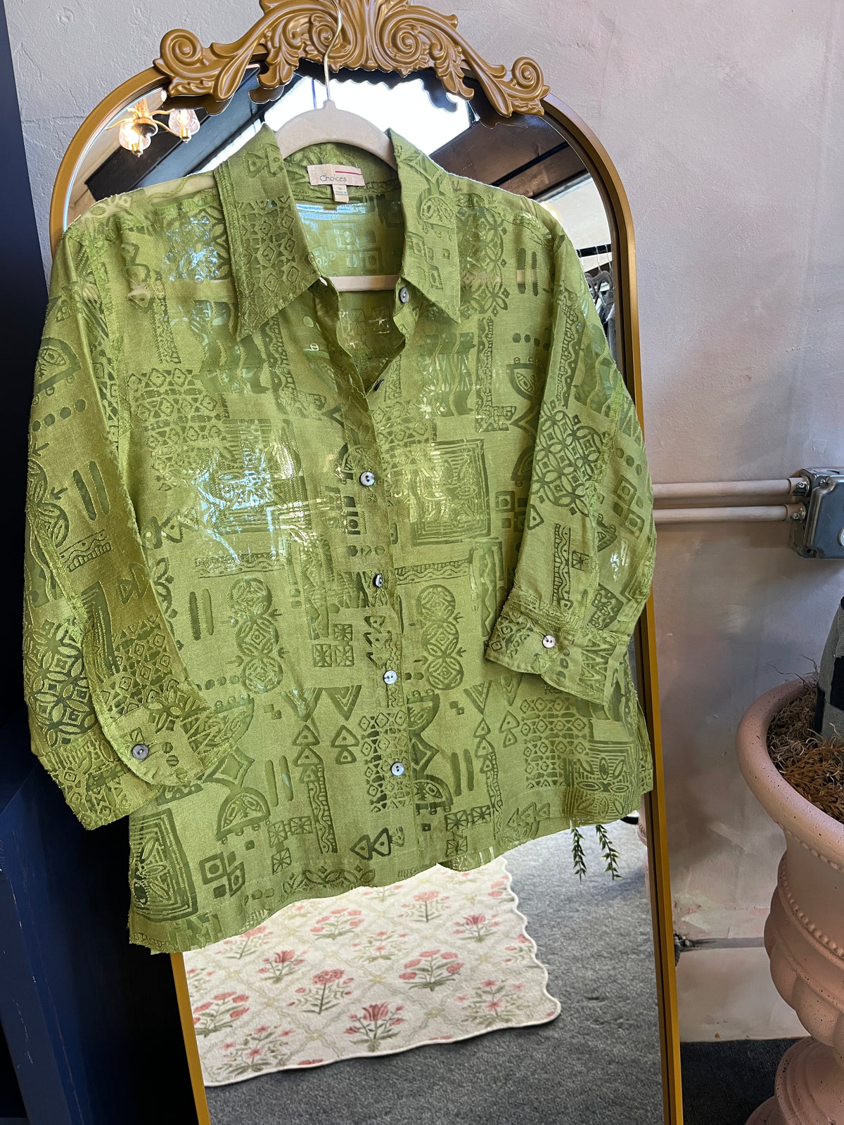 Green Button Up (M)