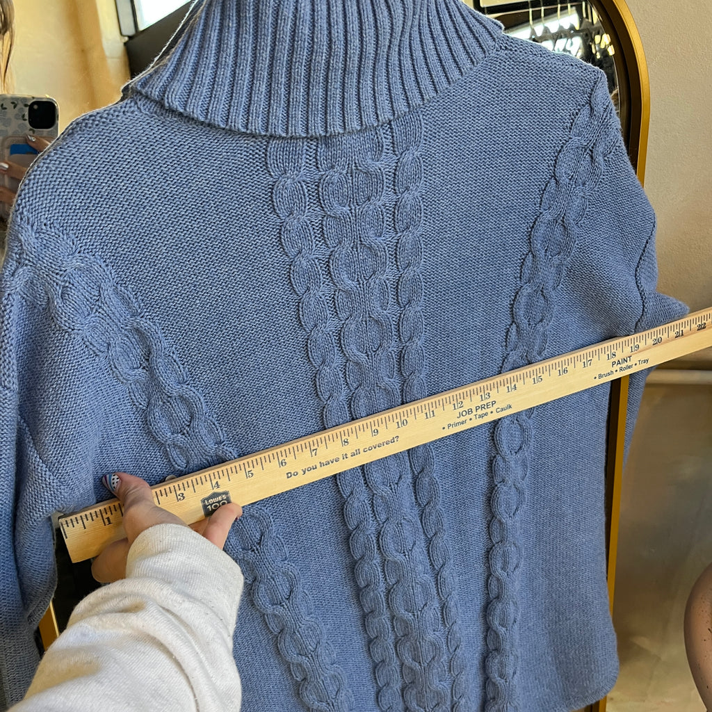 Blue Knit Turtleneck Sweater (M)