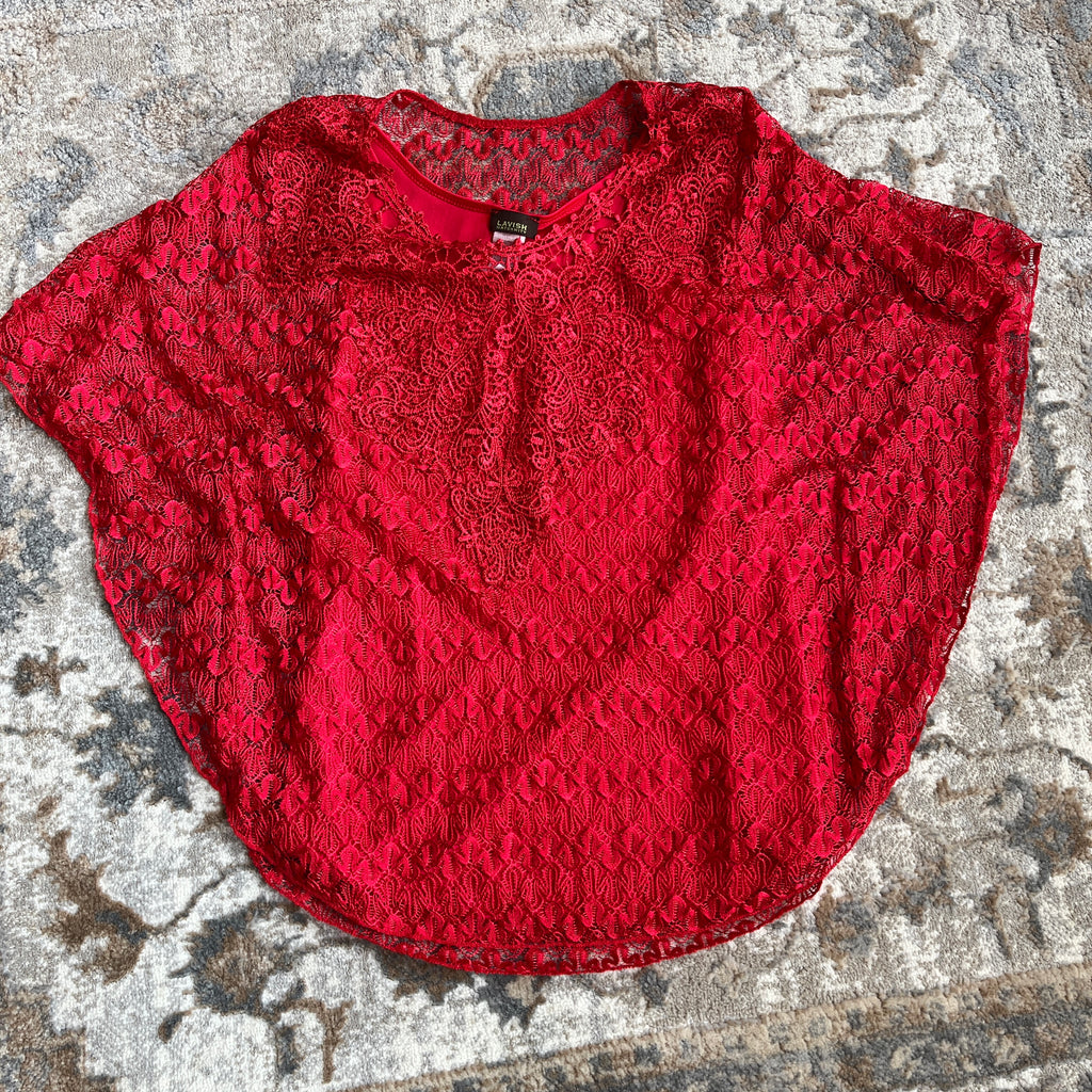 Lace Red Shawl (S)
