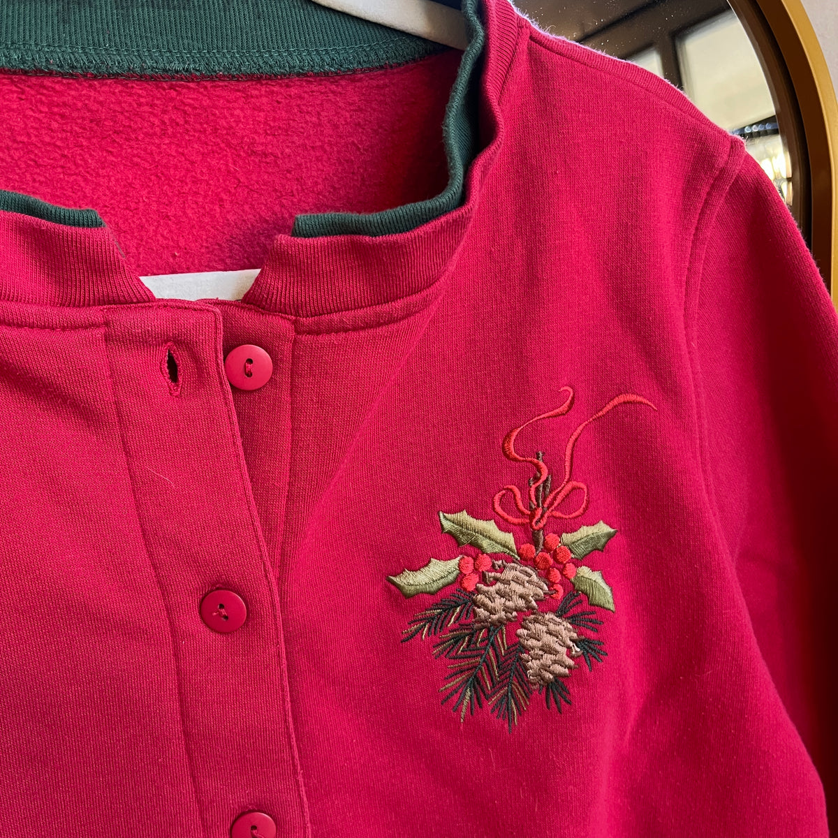 Red Holiday Cardigan (L)