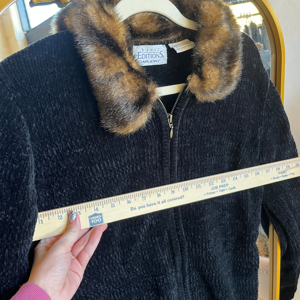 Black Zip Up Sweater (S)