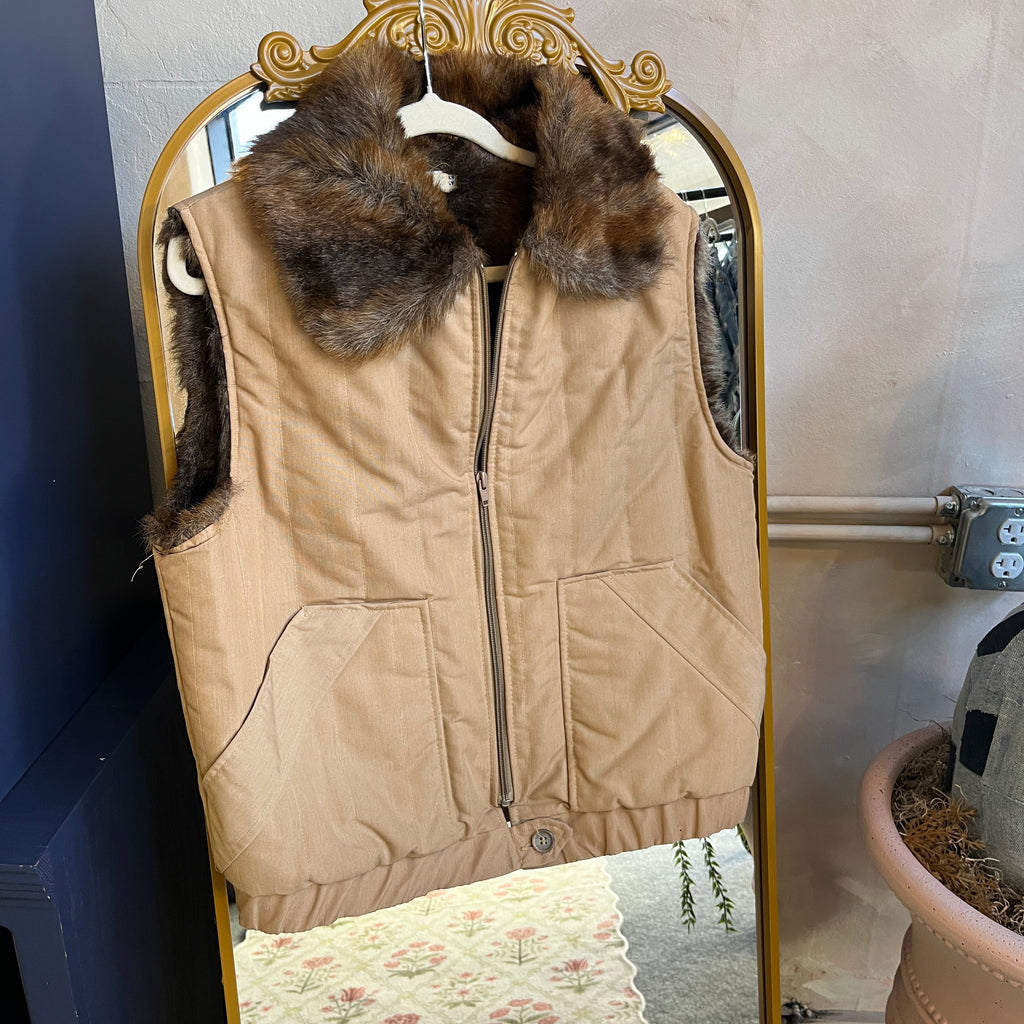 Tan Fur Lined Vest (L)