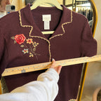 Floral Embroidered Button Up (M)