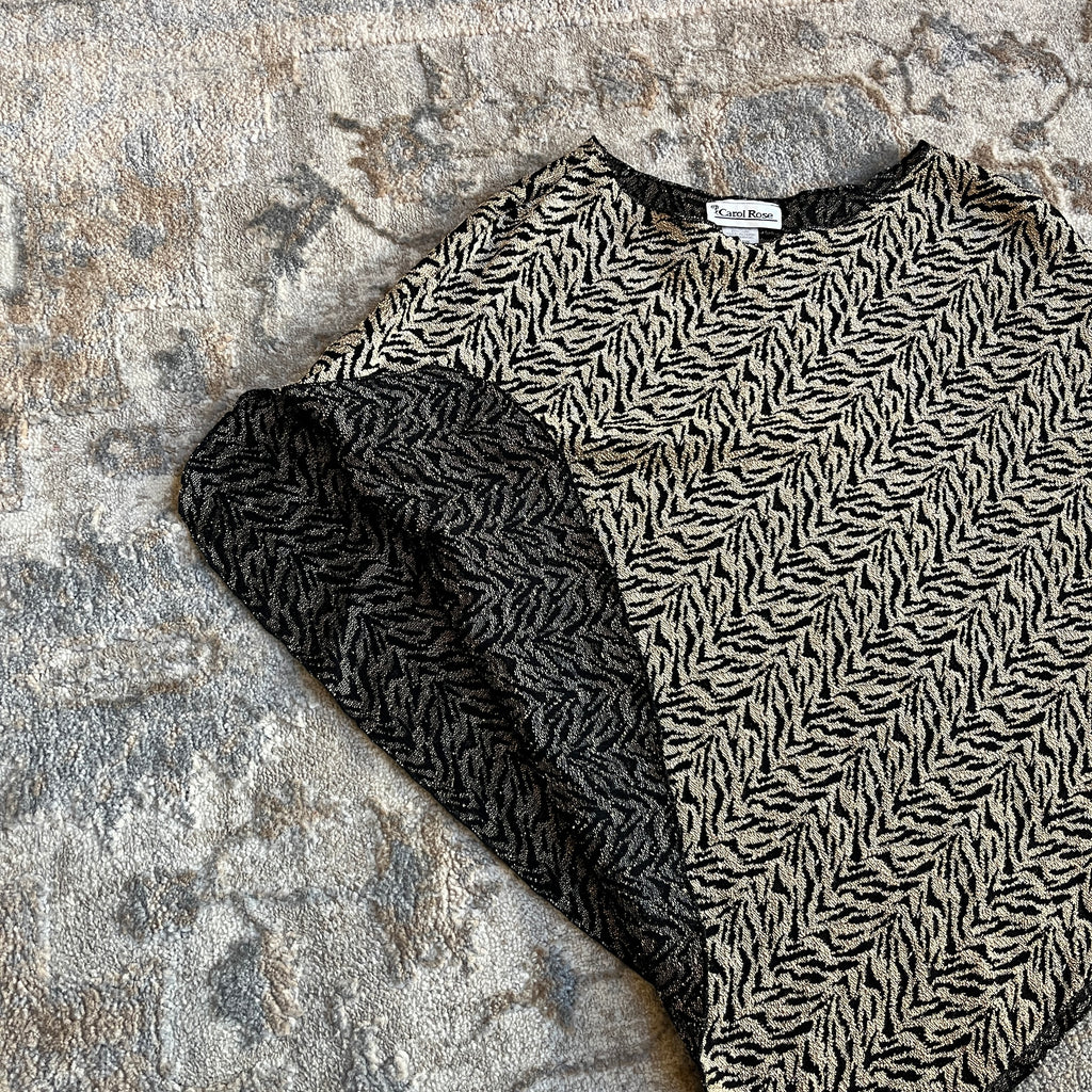 Black & Gold Vintage Shawl (OS)