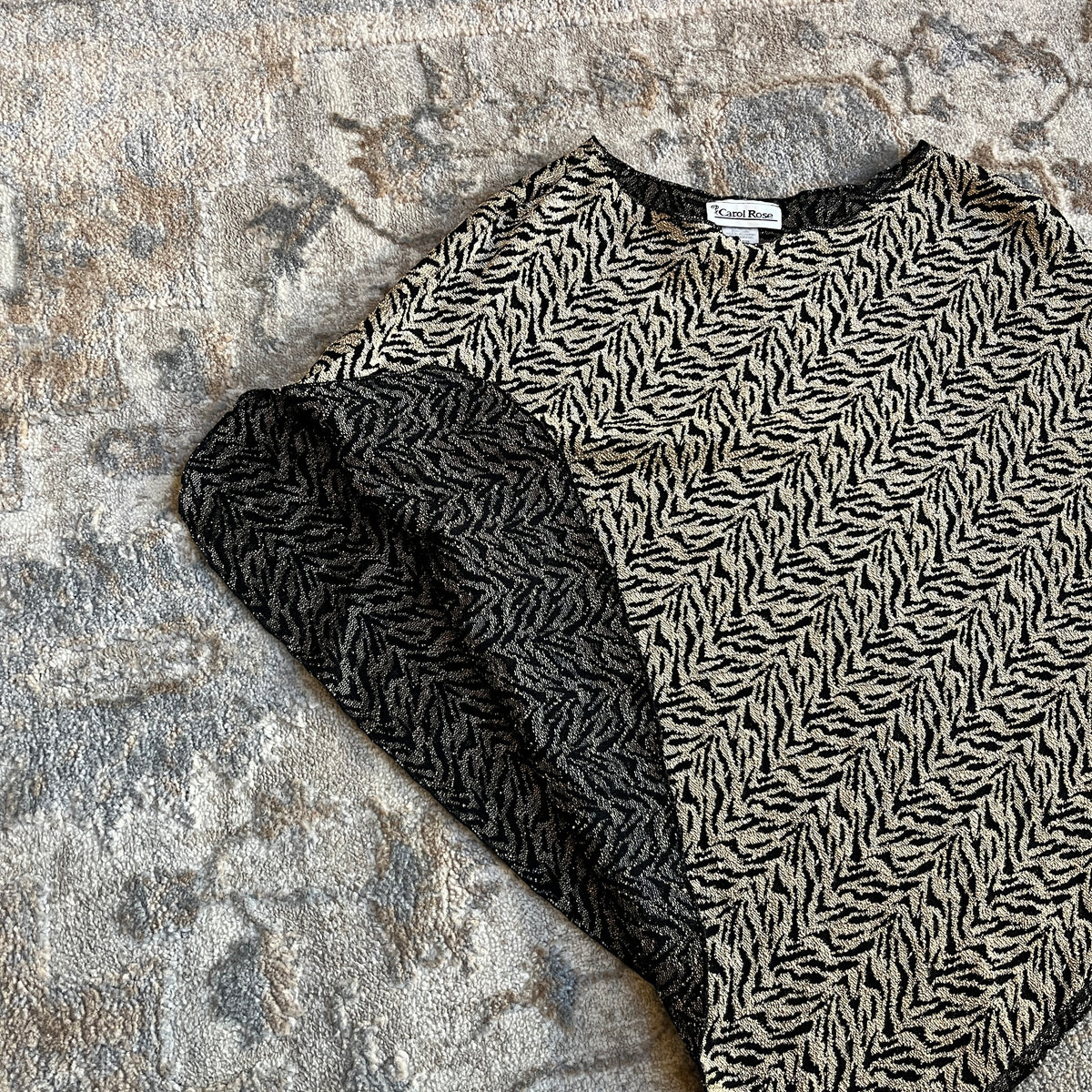 Black & Gold Vintage Shawl (OS)