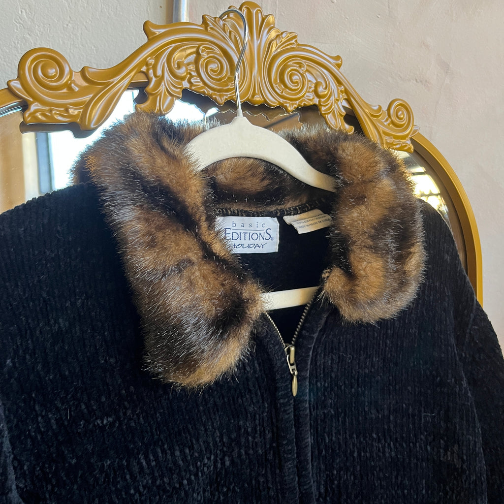 Black Zip Up Sweater (S)