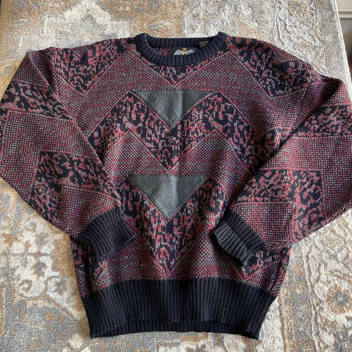 Vintage Sweater with Leather (L)
