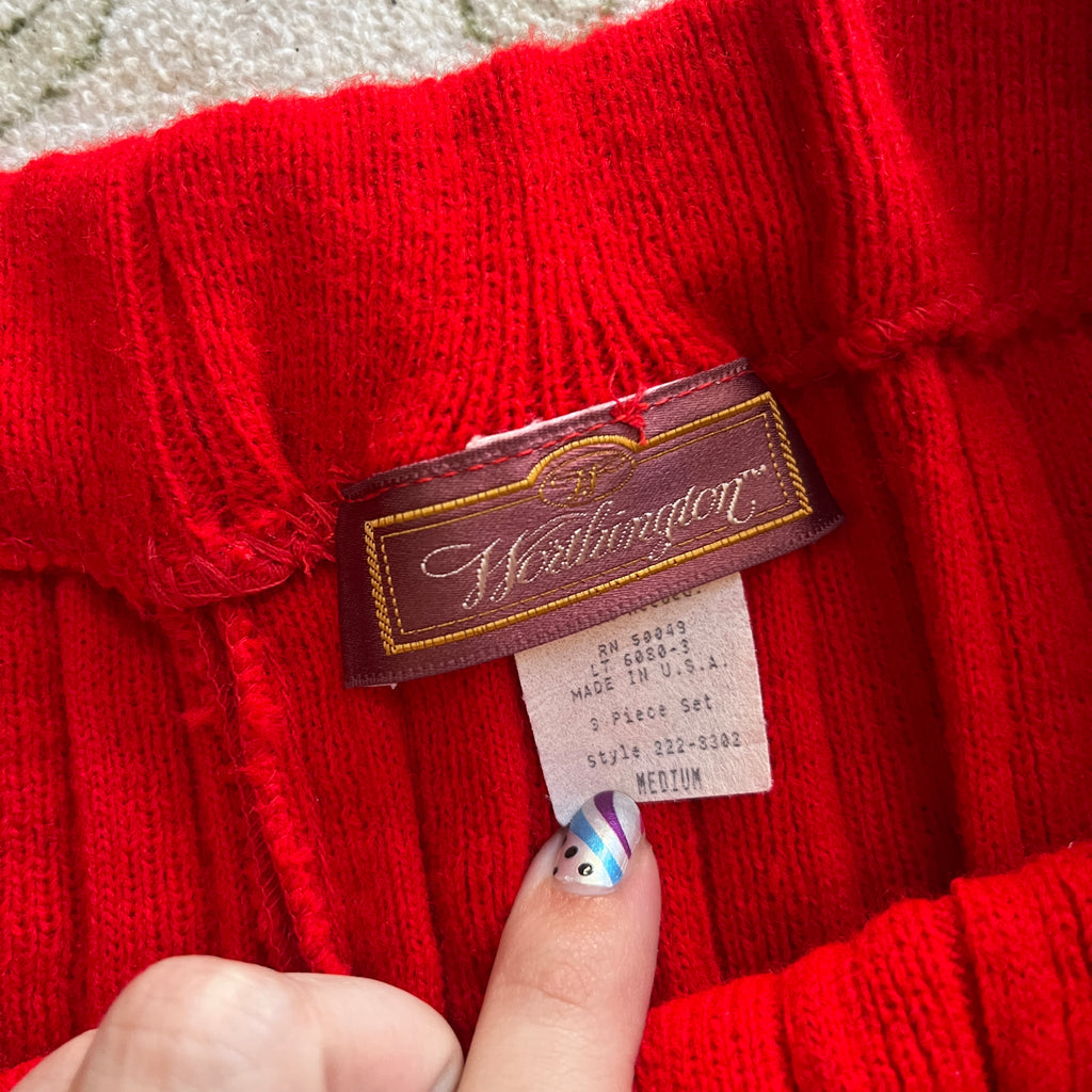 Red Knit Skirt (M)