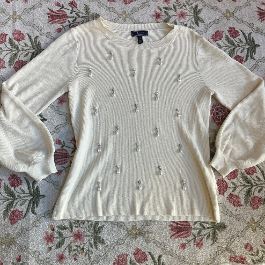 Cream Puff Sleeve Sweater (L)