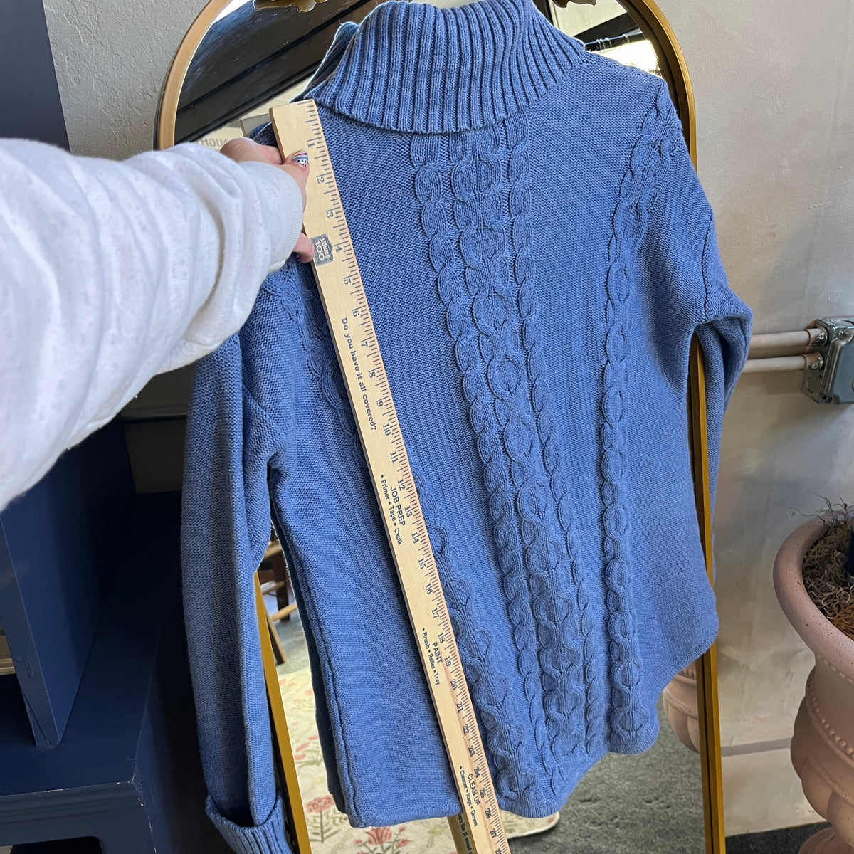 Blue Knit Turtleneck Sweater (M)
