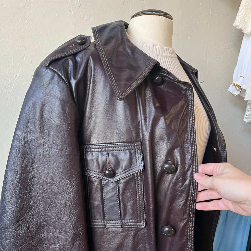 70s Men’s Leather Trench Coat (42)