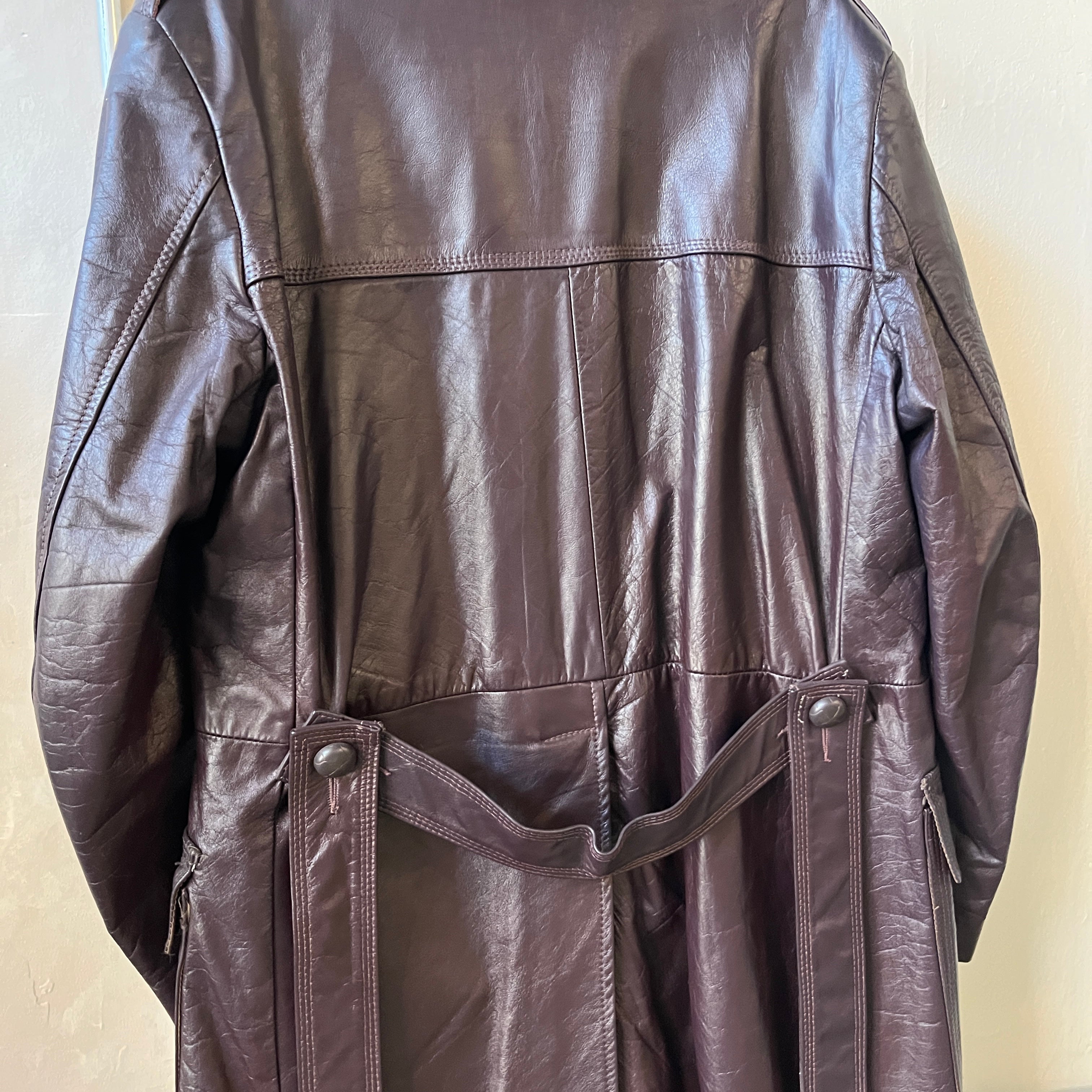 70s Men’s Leather Trench Coat (42)